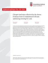 Cheaper (and more effective) by the dozen: Evidence from 12 randomized A/B tests optimizing tutoring for scale