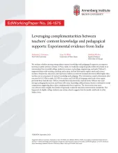 Leveraging complementarities between teachers' content knowledge and pedagogical supports: Experimental evidence from India