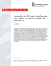Strategic Decision-Making in Higher Education: State Legislators and Affordability Policy for Public HBCUs