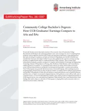 Community College Bachelor's Degrees: How CCB Graduates' Earnings Compare to AAs and BAs