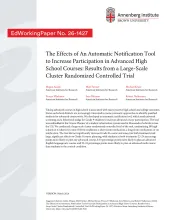The Effects of An Automatic Notification Tool to Increase Participation in Advanced High School Courses: Results from a Large-Scale Cluster Randomized Controlled Trial