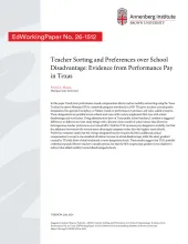 Teacher Sorting and Preferences over School Disadvantage: Evidence from Performance Pay in Texas