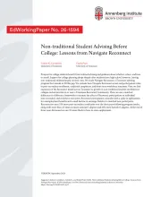 Non-traditional Student Advising Before College: Lessons from Navigate Reconnect